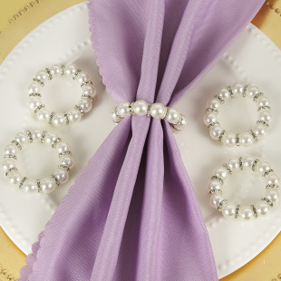 Cross-border wedding banquet table pearl beaded clip rhinestone napkin ring Valentine's Day light luxury creative bracelet napkin buckle