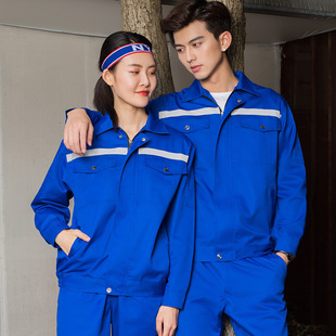 Spring and Autumn Overalls Long Sleeve Reflective Strip Overalls Suit Men and Women Auto Repair Workers Building Workshop Suit
