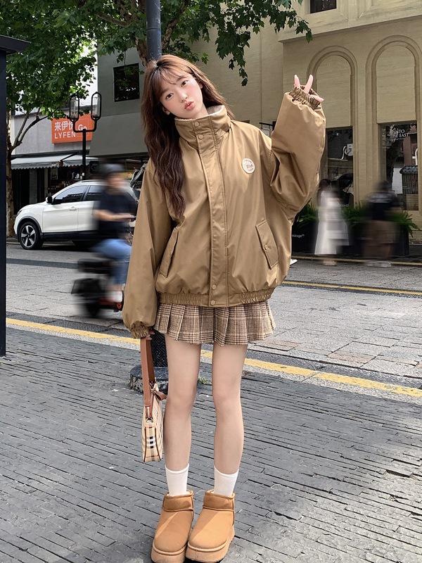 小个子棉衣棉服女2025年新款学生棉袄羊羔毛学院风超好看夹棉外套|undefined