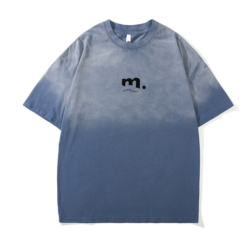 Футболка летняя, большого размера, оверсайз, градиентная, с коротким рукавом
