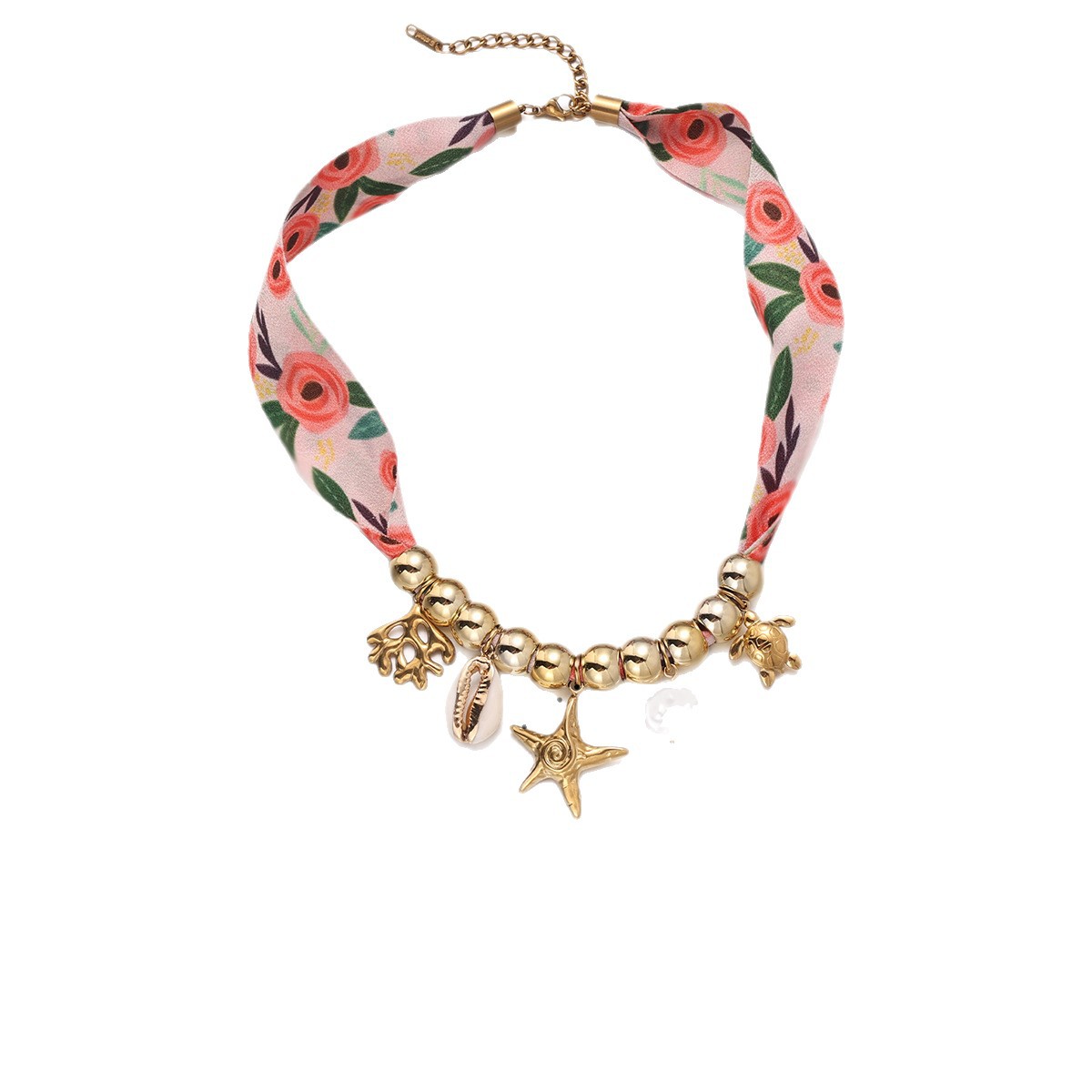 Collar de acero inoxidable TENA Europa y América de lujo ligero nicho diseño universal galvanizado collar de oro de 18k conchas naturales ins viento