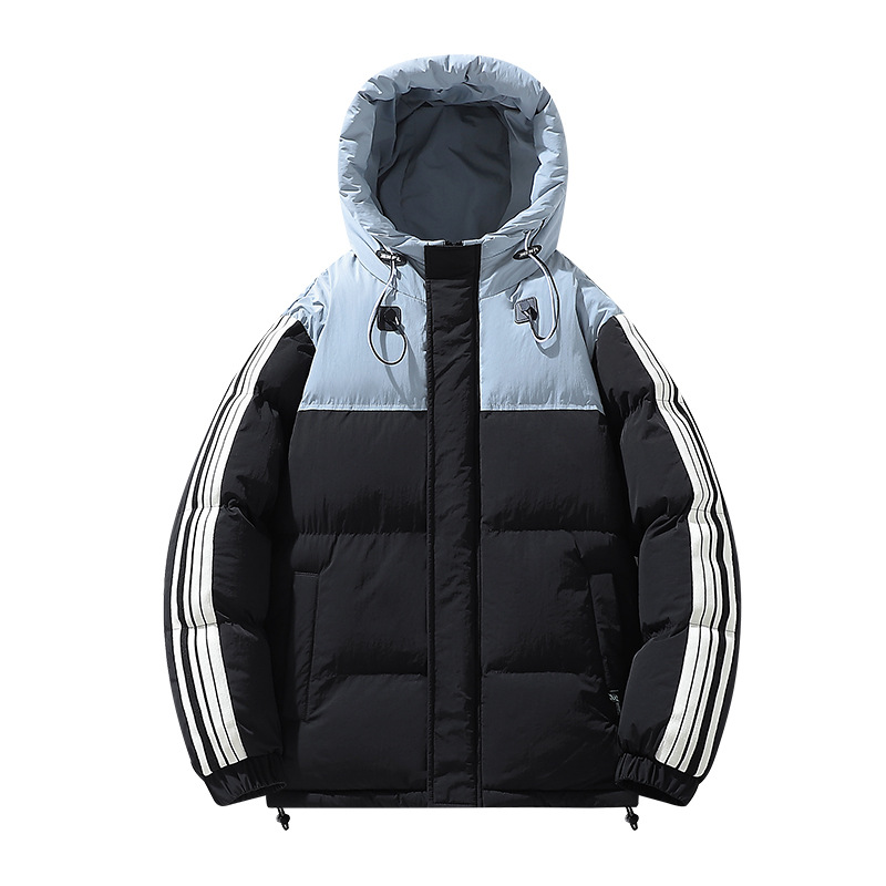 Chaqueta Acolchada con Capucha Combinada de Poliéster Térmico para Otoño e Invierno