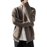 2026秋季青少年圆领长袖开衫毛衣男宽松运动针织衫透气罗纹底摆，男装针织衫/毛衣，星座614