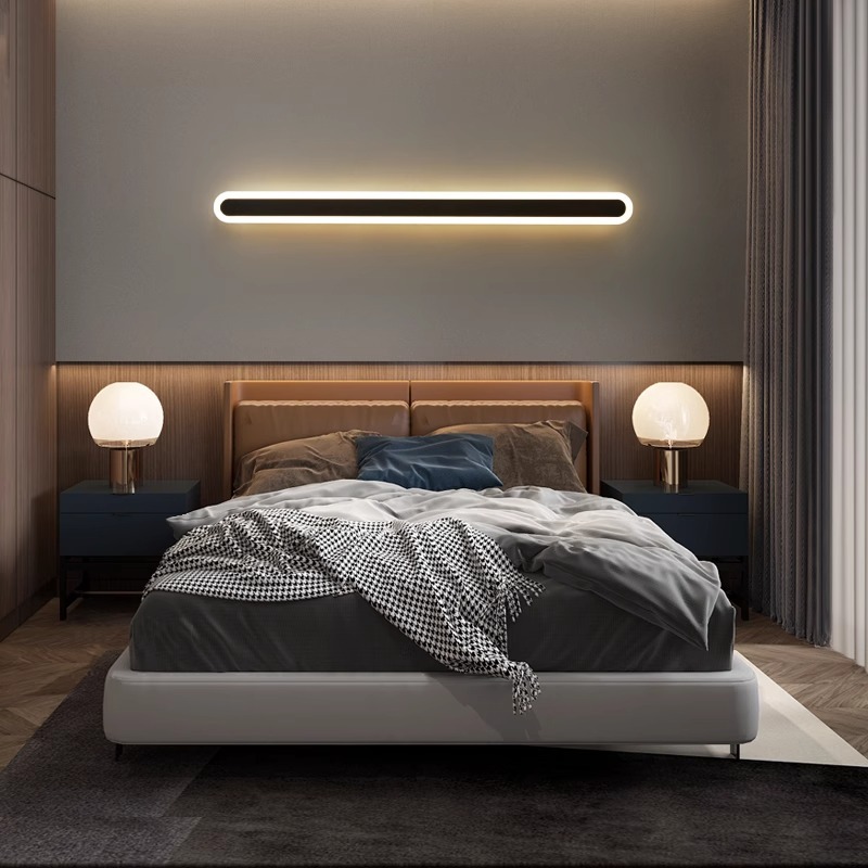 lámpara de pared transfronteriza larga lámpara de pared interior sala de estar dormitorio cabecera de cama minimalista línea moderna pasillo balcón creativo LED lámpara de pared
