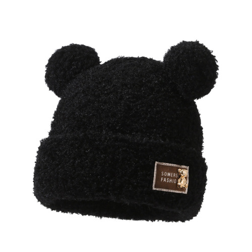 Bear Plush Hat for Women - Autumn/Winter Hooded Cute Hat with Fleece and Thick Lining - Postpartum Warmth Keeping Anti-Cold Ear Protection Cold Hat