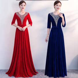 大合唱团演出服女长裙新款成人独唱现代中老年红歌指挥修身晚礼服