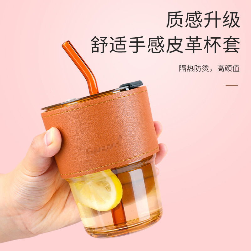 廠家批發竹節杯創意水杯家用玻璃杯辦公室隔熱吸管杯子ins風大容