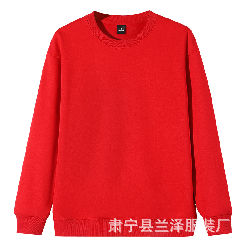Otoño e invierno 320g algodón chino cuello redondo suéter hombres y mujeres de color sólido caída hombro superior venta al por mayor de gran tamaño de manga larga logotipo impreso