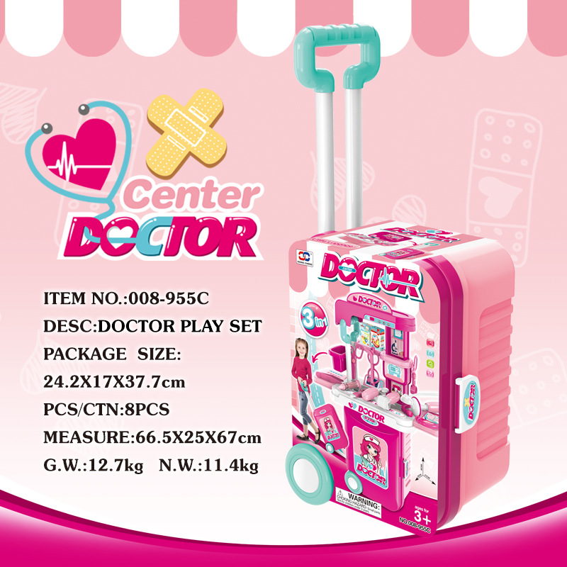 Los niños de vestir juguetes jugar casa trolley caso chica doctor herramienta traje caja médica kindergarten regalo de cumpleaños