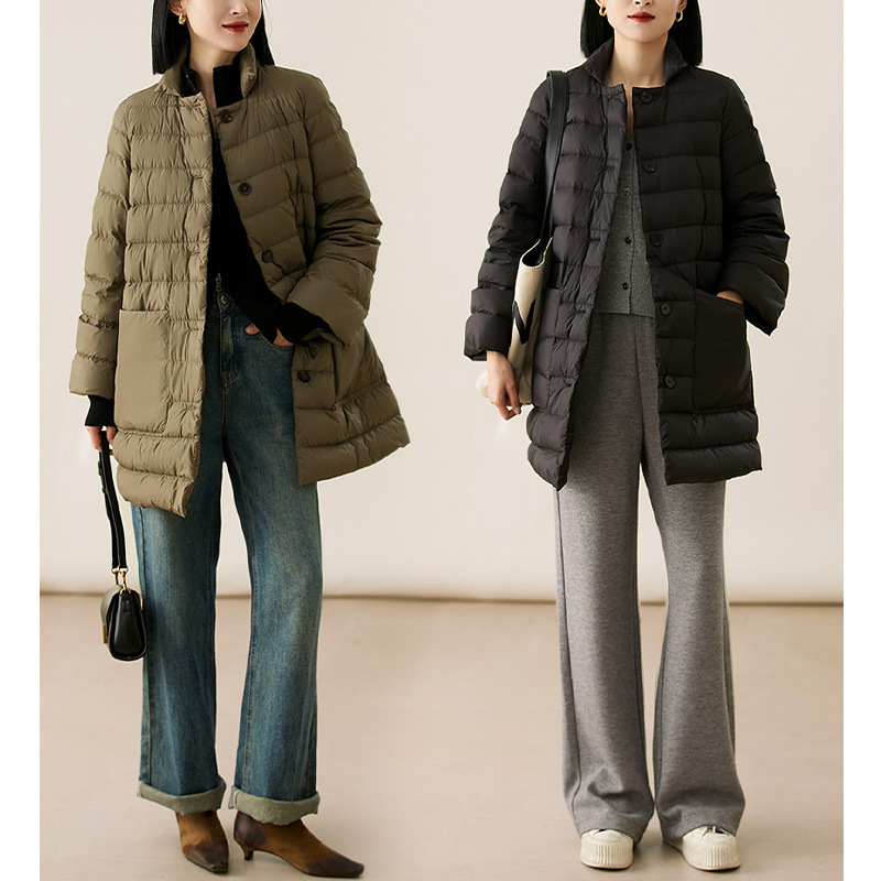Breaking the bloated down jacket high-end 95 white goose down lightweight mid-length goose down clothing Japanese women's winter women's clothing