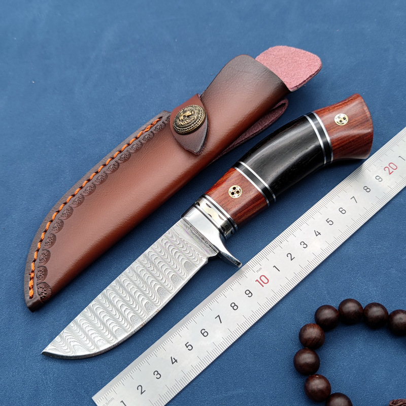 VG10钢芯家用户外多功能切肉切水果直刀天驰大马士革便携锋利