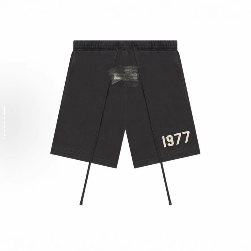 1977 Iron Black Shorts - Essentials Fleece Trendy Brand Casual 5-Inch Shorts Straight Loose Thin Style