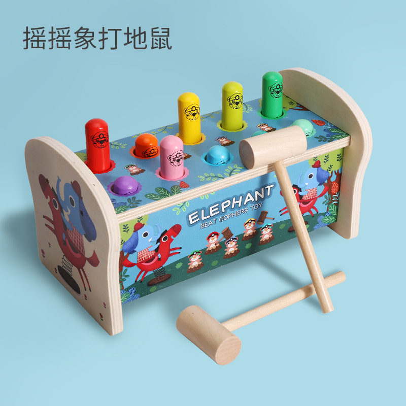 Transfronterizo piano de madera para niños golpeando hámster bebé capacidad de coordinación mano-ojo golpeando ratón remolque juguetes educativos