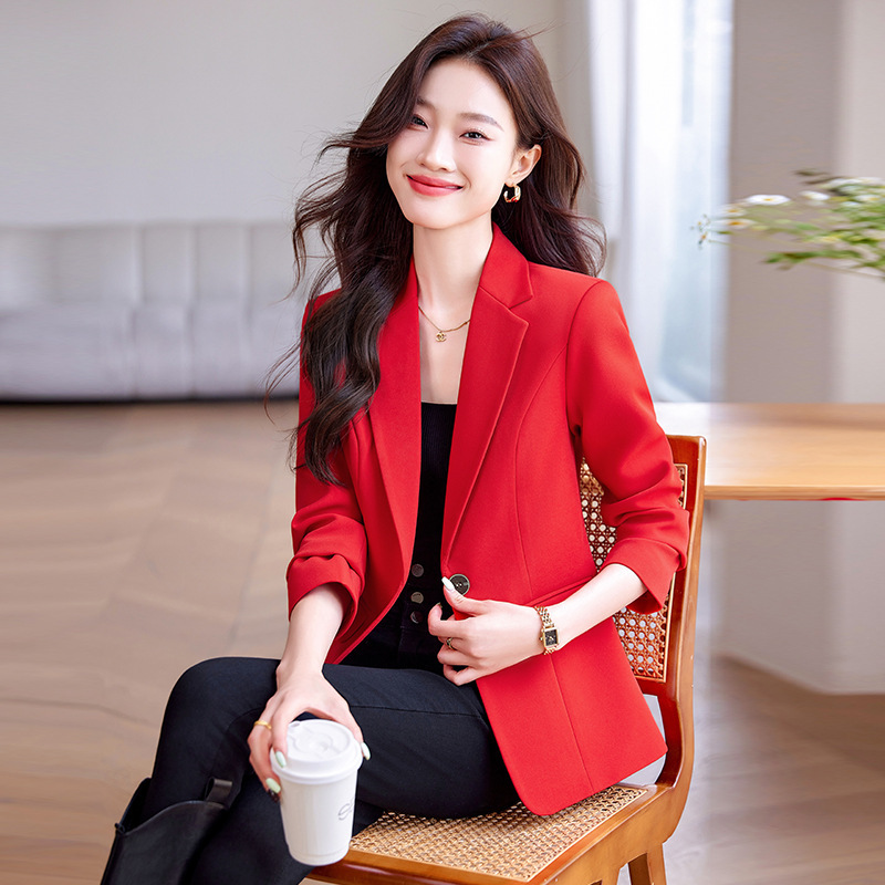 Simple and Professional Women's Blazer 2025 Autumn New Style Elegant Commuter Slim Fit Single-Button Formal Suit