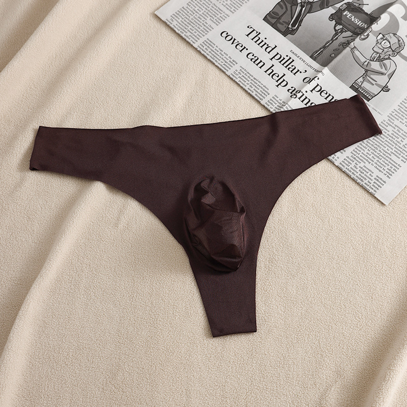 Ropa interior de seda de hielo para hombre, tanga, modelo de relieve 3D sin costuras, ropa interior sexy ultrafina y transpirable para hombre, ropa interior sexy gay