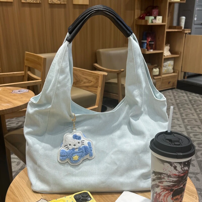 Lazy Style Denim Canvas Handbag for Women, Korean Style, Simple, Large Capacity, Shoulder Tote Bag, Commuting and Outing Handbag Lazy Style Denim Canvas Handbag for Women, Korean Style, Simple, Large Capacity, Shoulder Tote Bag, Commuting and Outing Handbag