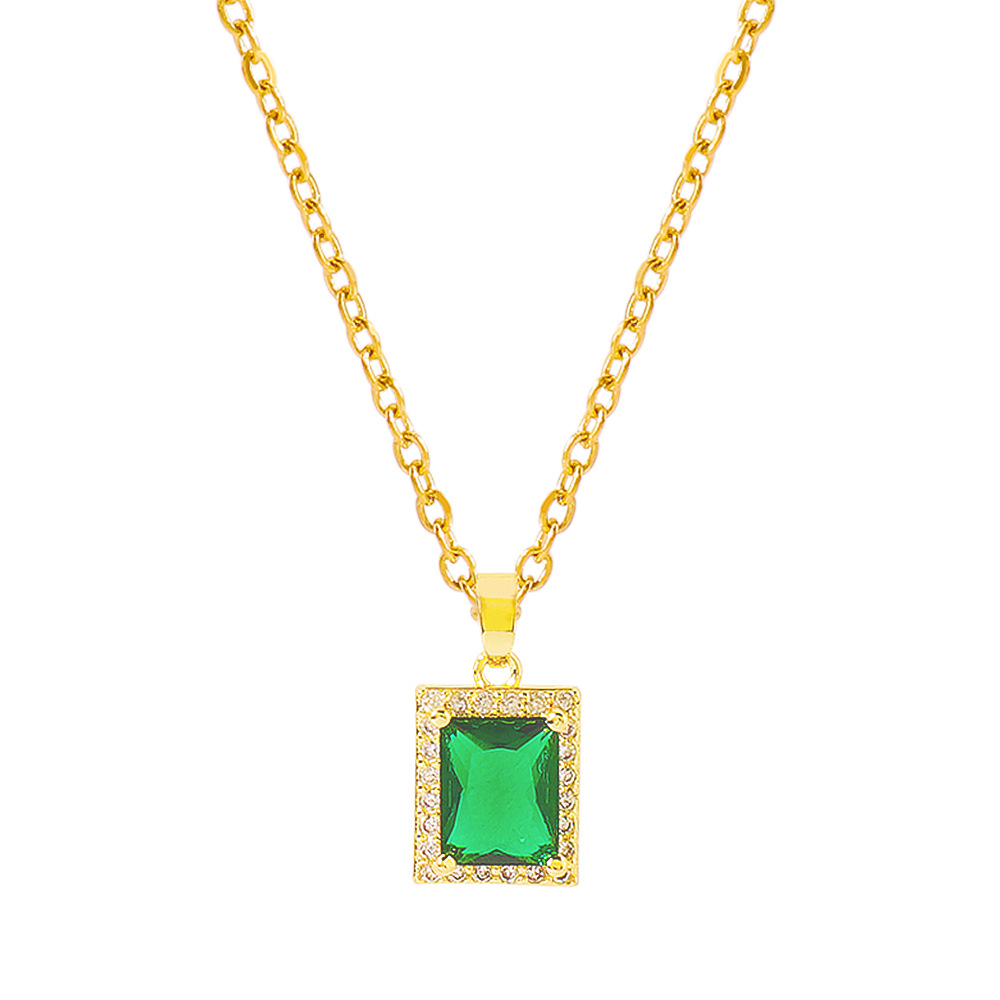 retro heart green diamond necklace animal geometric clavicle chain