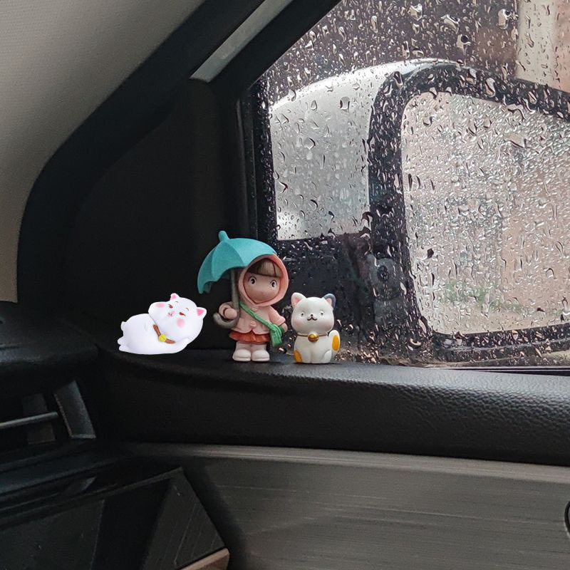 Lindo paraguas de dibujos animados niña consola central de coche adornos junto a la ventana decoración de muñeca de coche mini coche creativo