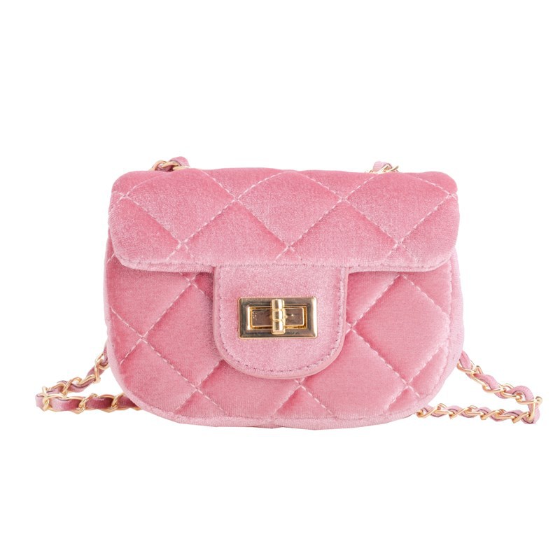 Bolsa de hombro coreana de niñas de terciopelo fragancia de color sólido mini mochila de bebé 2025 nuevo bolso de cadena para niños