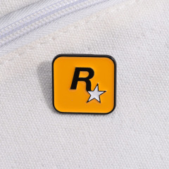 歐美創意遊戲周邊簡約字母合金徽章卡通黃色R星標誌配飾金屬胸針