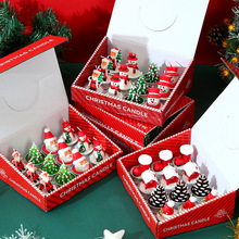 圣诞12个套装蜡烛老人树雪人狂欢浪漫摆件烛光晚餐圣诞节彩绘小蜡