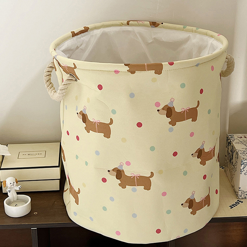 Dibujos animados ins simple y lindo perro salchicha casa canasta de ropa sucia cubo de almacenamiento impermeable algodón lino lona ropa marco de almacenamiento