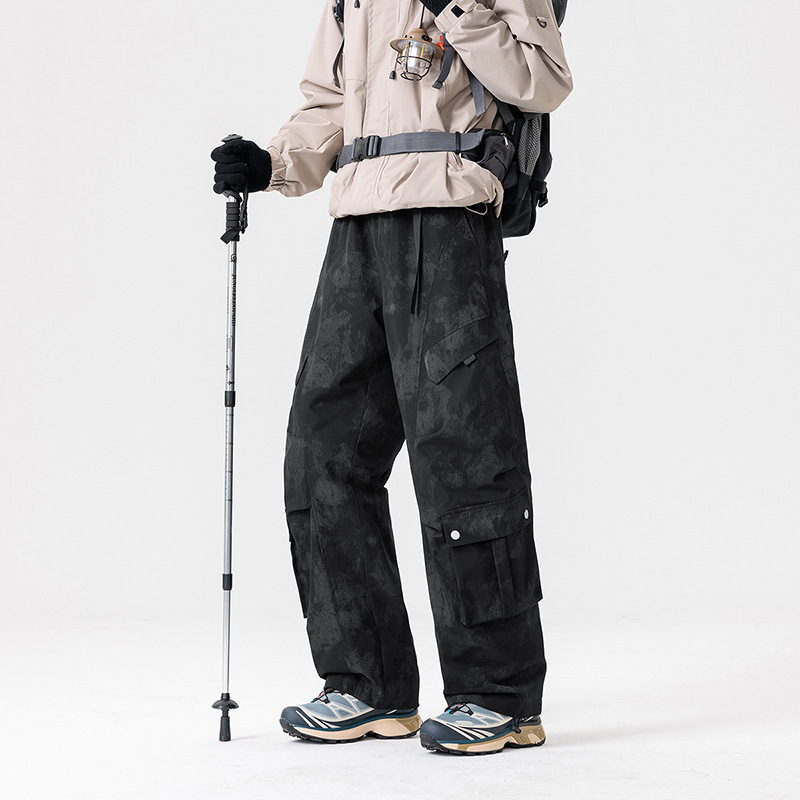 New winter outdoor down pants for men, trendy, fashionable, versatile, two-way opening, warm, workwear-style ski pants