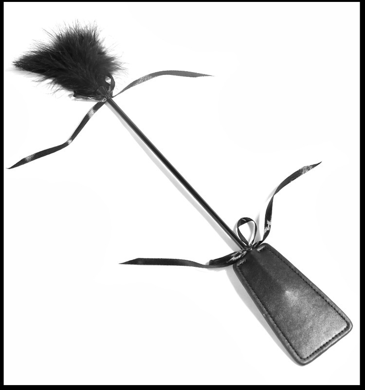 Feather & Leather Paddle for Couples, Black Bondage & Sensory Play Accessory — detail image 11