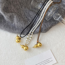 新中式金色葫芦项链女时尚百搭小众毛衣链轻奢精致大气衣服吊坠