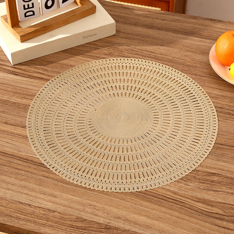 Transfronterizo Amazon francés romántico redondo mantel de PVC creativo hueco de alta gama ligero cojín de aislamiento térmico de restaurante de lujo