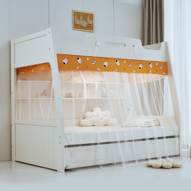 New Bunk Bed Mosquito Net Lower Bunk Double Door Mosquito Net Bookshelf Ladder Household Double Children's Bed High and Low Bunk Bed