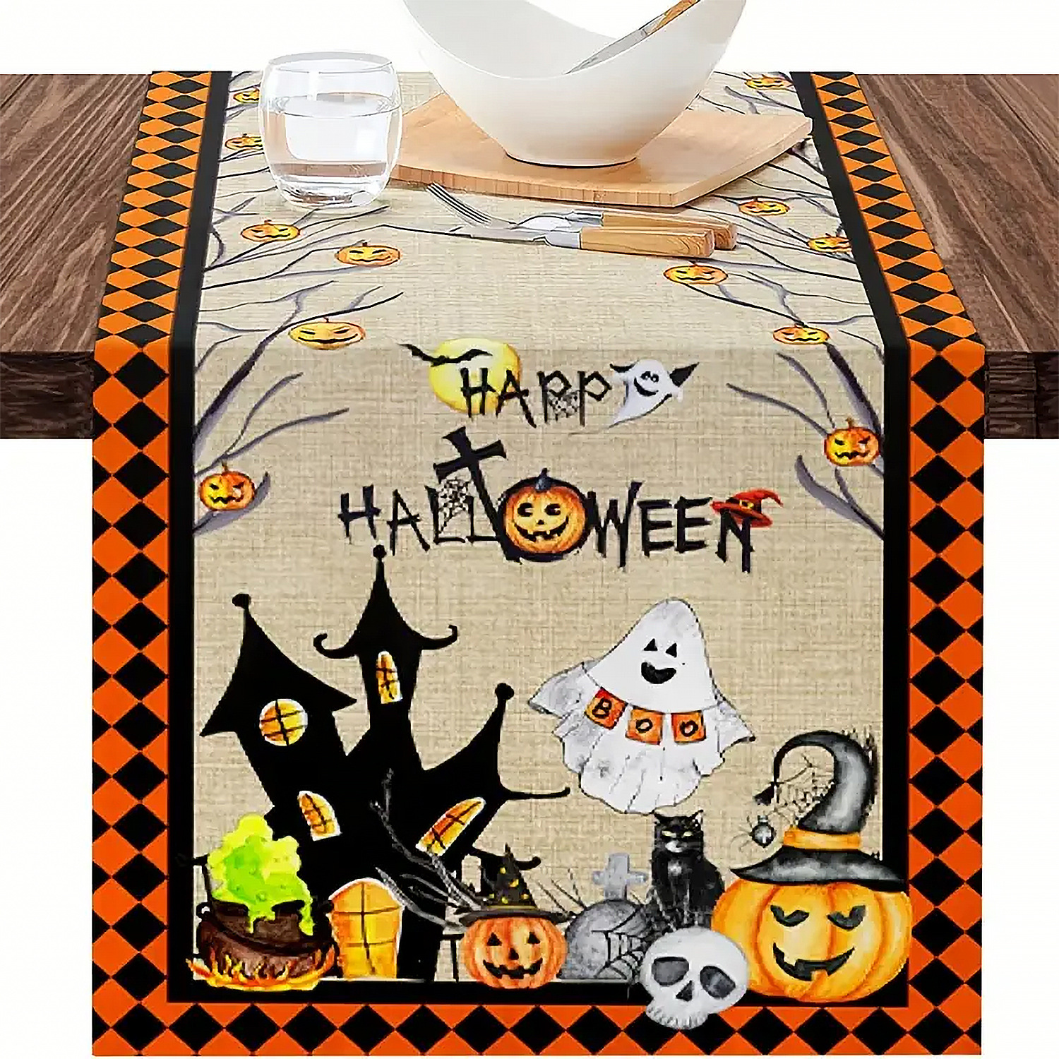 110g Weight Tablecloths Home Textiles & Decor Type tablecloth Event & Party Supplies 1 Piece, 1 Set Quantity Casual, Party Occasion Linen Material Halloween, Day of the Dead Festival Skull Pattern Funny Style Halloween Day Of The Dead Funny Skull Linen Casual Party Tablecloth Party Supplies Tableware 1 Piece 1 Set 14