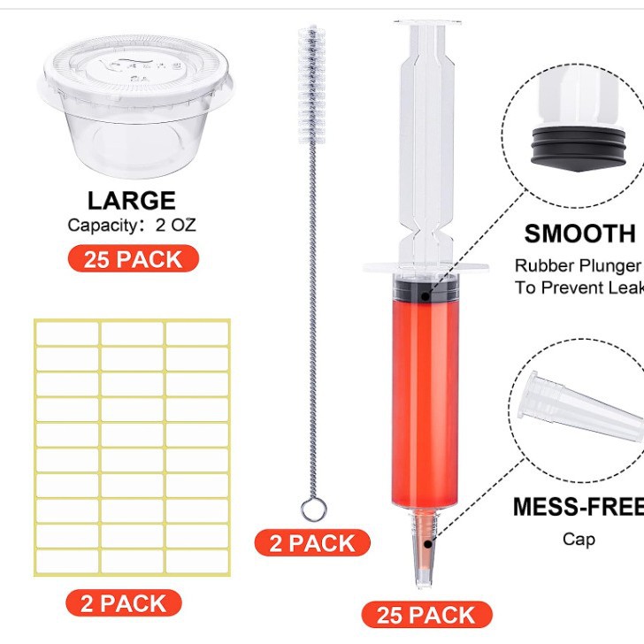 跨境无印刷针管盒子 派对使用60ml45ml带刷子贴纸套装克重复使用