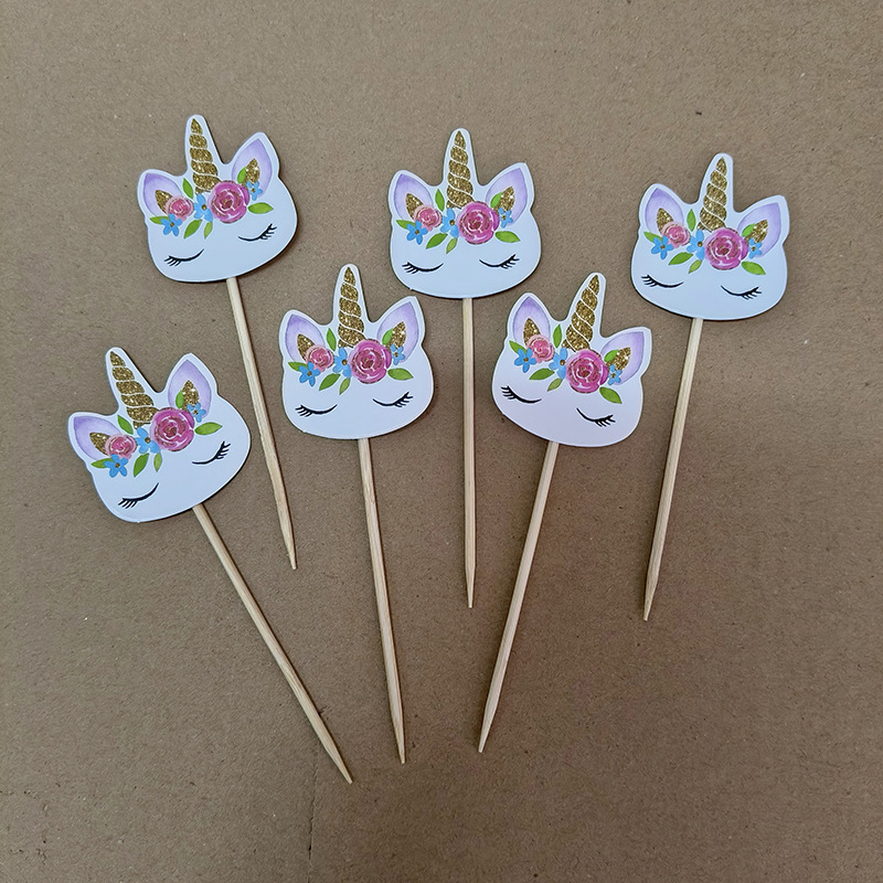 Decoración de fiesta de unicornio transfronterizo de papel arcoíris pajita desechable de cóctel degradable decoración de pastel