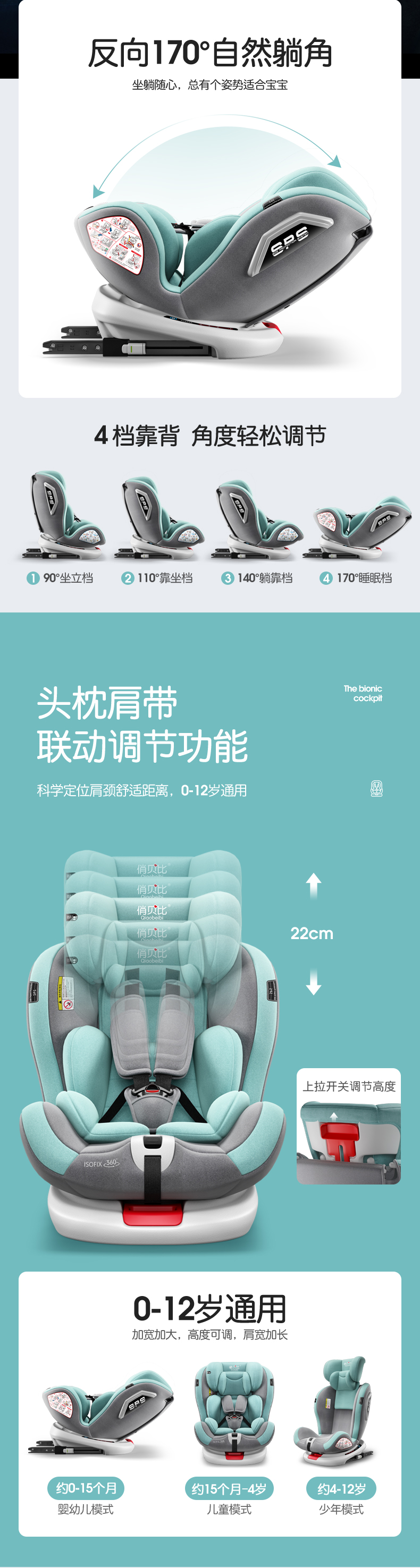 Child Seat Car Baby Baby Car 360 Rotation Simple Portable Seat 0-12 Reclining