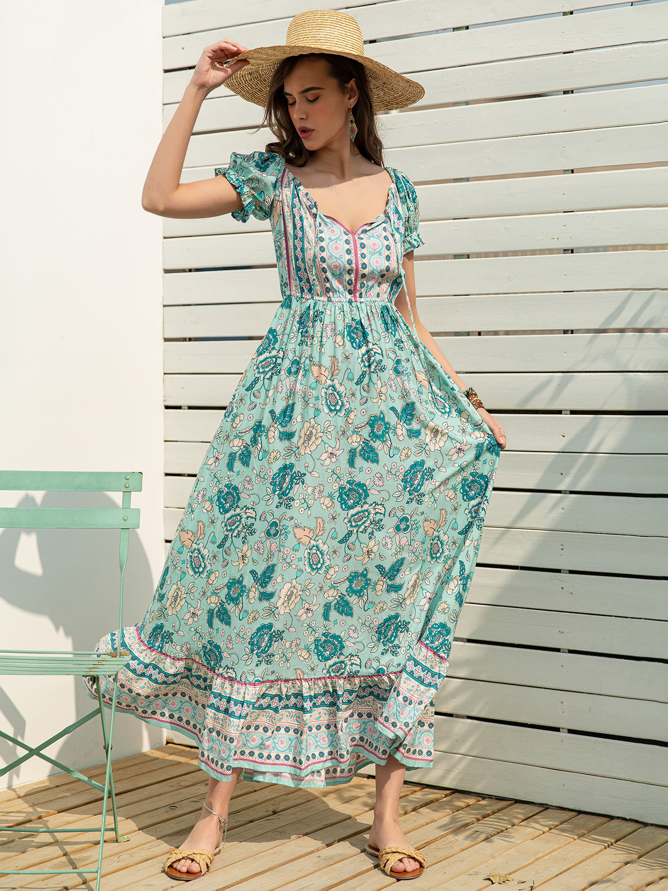 Bohemian Style High Waist Slimming Printed Dress - Dresses - Uniqistic.com