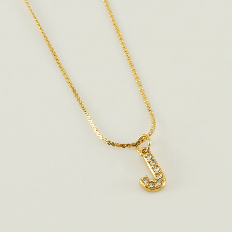 Transfronterizo europeo y americano estilo de moda todo fósforo de acero inoxidable carta Collar chapado en oro diamante incrustado estilo simple tira de cadena delgada s para las mujeres