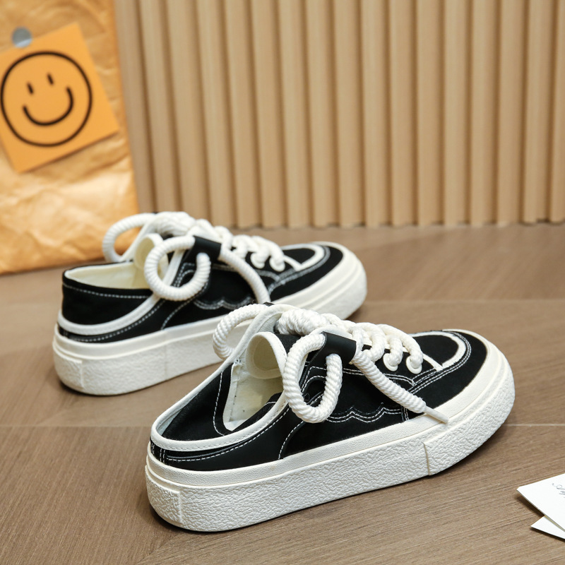 VASIBAEN Niche Design Half-support 2023 Poletje Novi platneni čevlji Lazy One pedal all-match superge trend_voghion.com