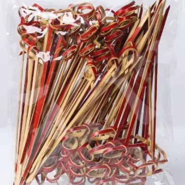 Nudo de bambú cadena desechable enchufe de fruta Cadena de anillo postre sushi palo azúcar palo de fruta