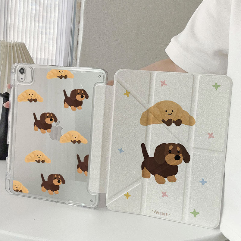 Cute triangular case for dogs, suitable for Apple iPad tablet protective cover, proY foldable air8 anti-bend 11th generation mini with pen slot