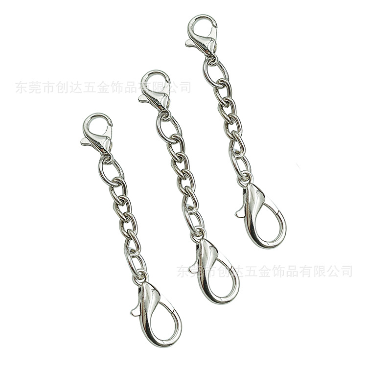 厂家直销U盘扣品质多规格大小锌合金龙虾扣加链条钥匙圈加链条