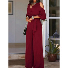 I 13741 Belt wide leg jumpsuit �������ȿ������¿羳����