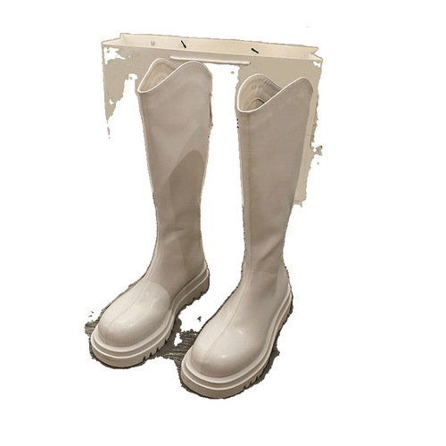 Thick Bottom Short Boots for Women 2024 New Pure Color Long Boots V-Neck Rider Boots Casual Boots 