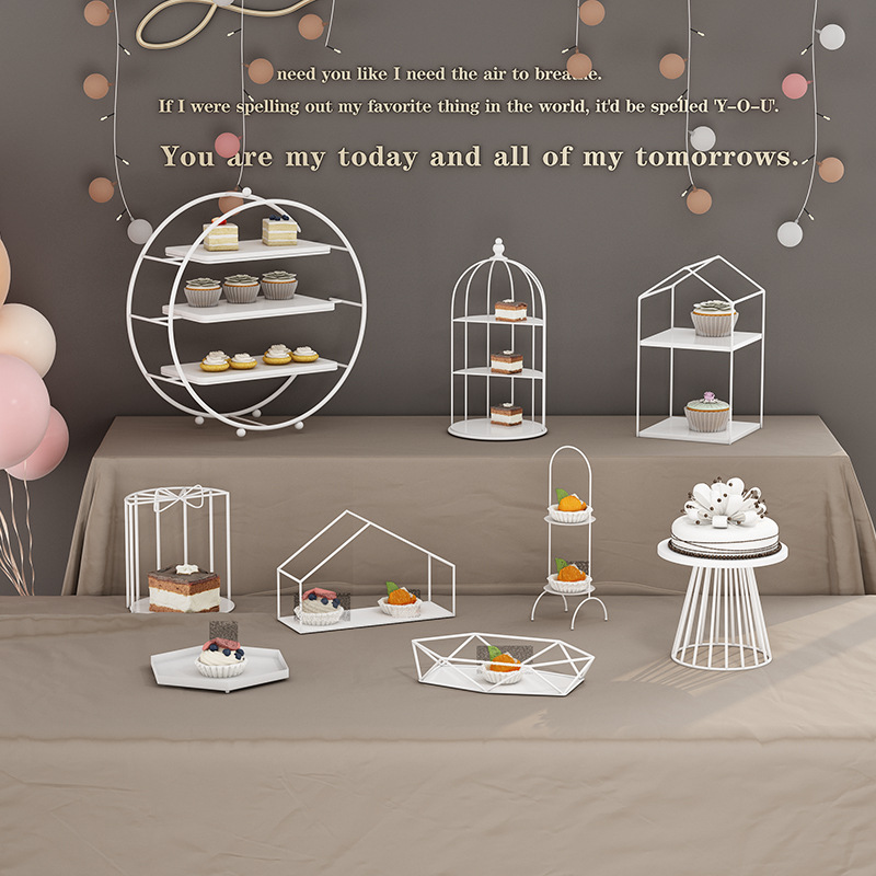 Decoración de mesa de postre simple mesa de postre estante soporte de exhibición decoración de pastelería bandeja de comida fría merienda stand té de la tarde image 19
