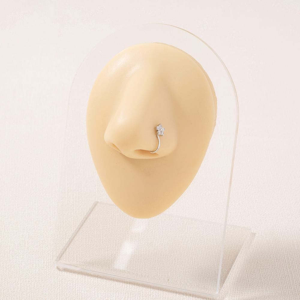 fashion copper micro-inlaid zircon five-pointed star free piercing nose clip