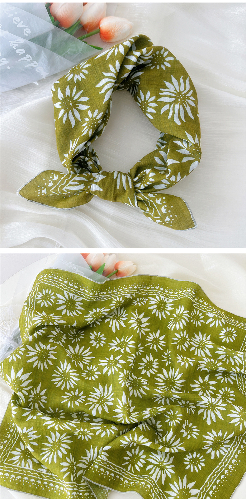 Women's Preppy Style Sweet Pastoral Printing Cotton And Linen Printing Bandanas display picture 21