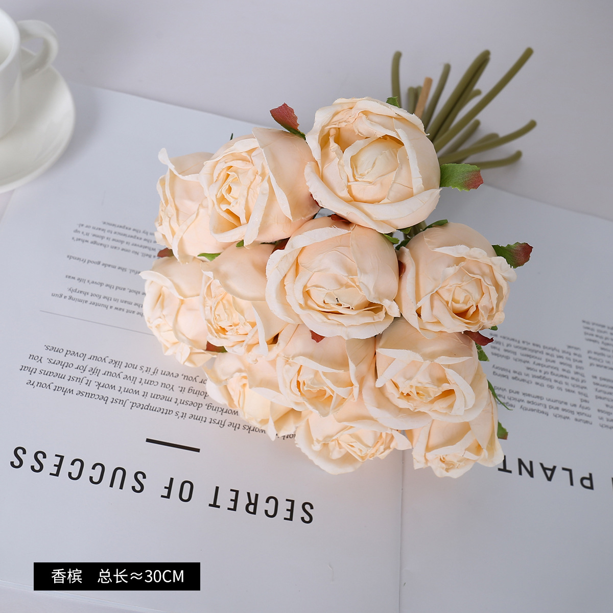 Simulación transfronteriza decoración de flores de rosas 12 rosas pequeñas bodas de la novia simulación de rosas pequeñas