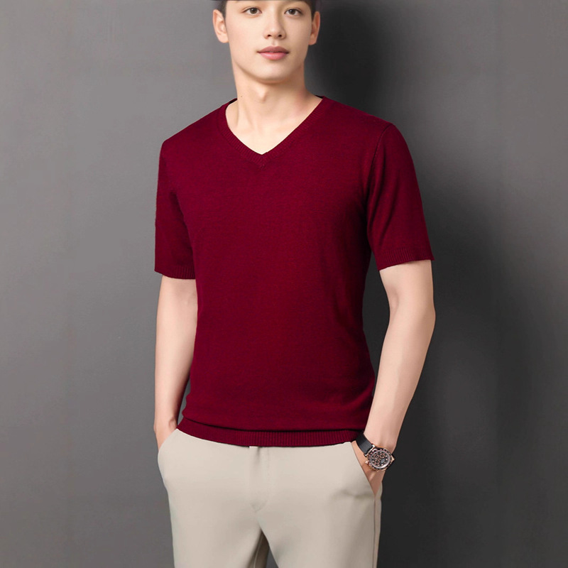 Chiamania High-End Men's Wool Short-Sleeve T-Shirt, Casual Versatile Top, Base Layer, Fashionable Men's Clothing