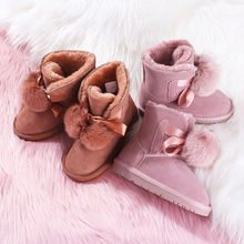 婴幼儿雪地靴儿童女童靴子冬加厚绒毛球冬季防滑加厚大棉鞋亚马逊