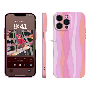 ins简约风渐变波浪条纹iPhone18promax手机壳苹果16轻薄防滑硬壳